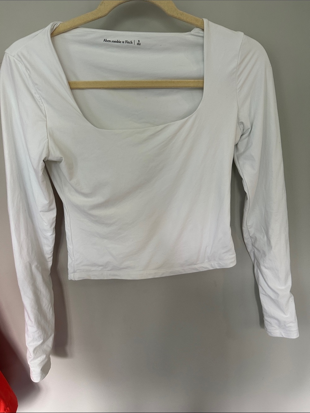 Abercrombie & Fitch White Long-Sleeve Square Neck crop Top small